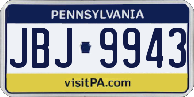 PA license plate JBJ9943