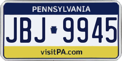 PA license plate JBJ9945
