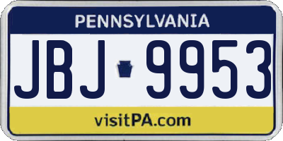 PA license plate JBJ9953