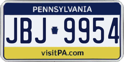 PA license plate JBJ9954