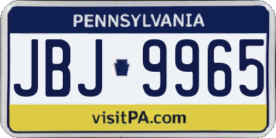 PA license plate JBJ9965
