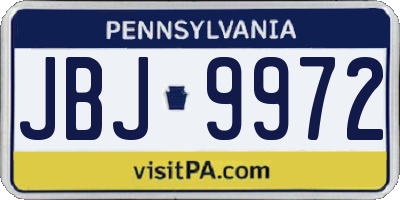 PA license plate JBJ9972