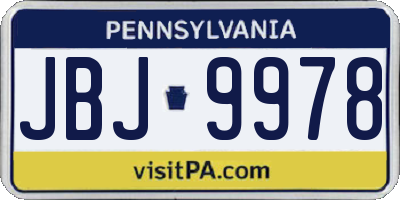 PA license plate JBJ9978