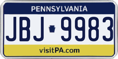 PA license plate JBJ9983