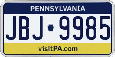 PA license plate JBJ9985
