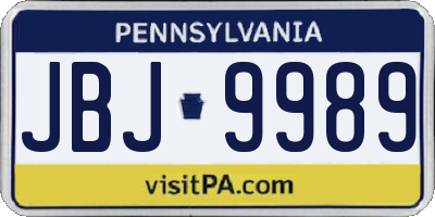 PA license plate JBJ9989
