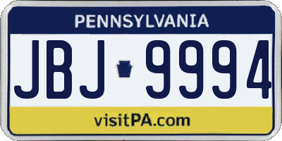 PA license plate JBJ9994