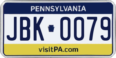 PA license plate JBK0079