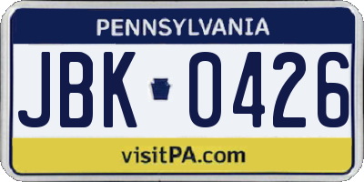 PA license plate JBK0426