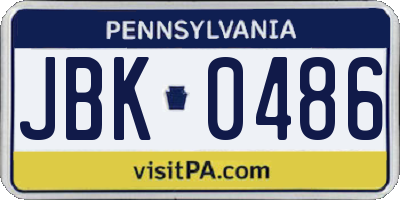 PA license plate JBK0486