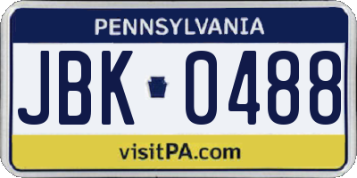 PA license plate JBK0488