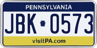 PA license plate JBK0573