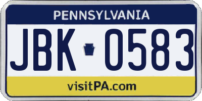 PA license plate JBK0583