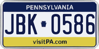 PA license plate JBK0586