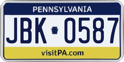 PA license plate JBK0587