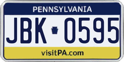 PA license plate JBK0595