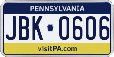 PA license plate JBK0606