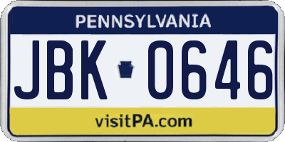 PA license plate JBK0646