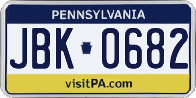 PA license plate JBK0682