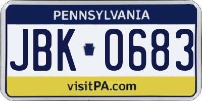 PA license plate JBK0683