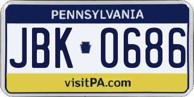 PA license plate JBK0686