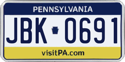 PA license plate JBK0691