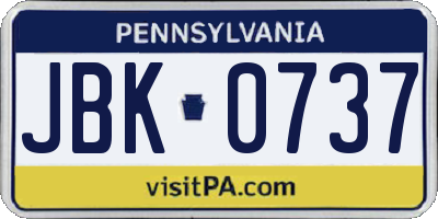 PA license plate JBK0737