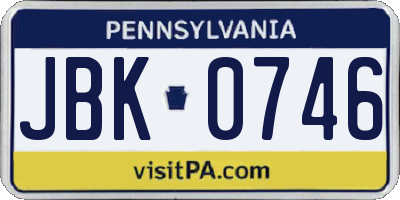 PA license plate JBK0746