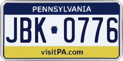 PA license plate JBK0776