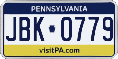 PA license plate JBK0779