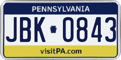 PA license plate JBK0843