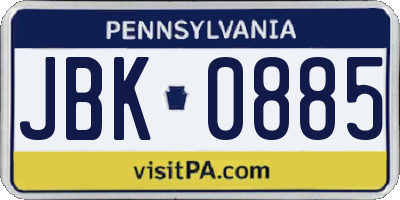 PA license plate JBK0885