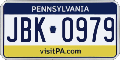 PA license plate JBK0979