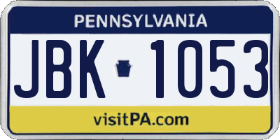 PA license plate JBK1053
