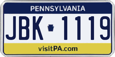 PA license plate JBK1119