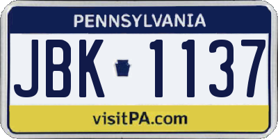 PA license plate JBK1137
