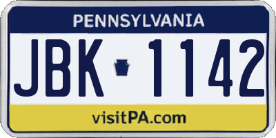 PA license plate JBK1142
