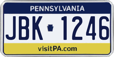 PA license plate JBK1246