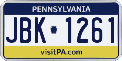 PA license plate JBK1261