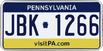 PA license plate JBK1266