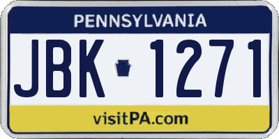 PA license plate JBK1271