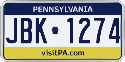 PA license plate JBK1274