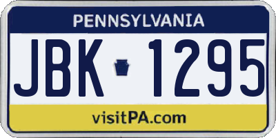 PA license plate JBK1295