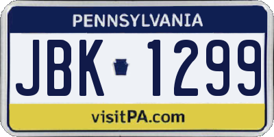 PA license plate JBK1299