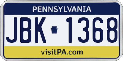 PA license plate JBK1368