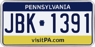 PA license plate JBK1391