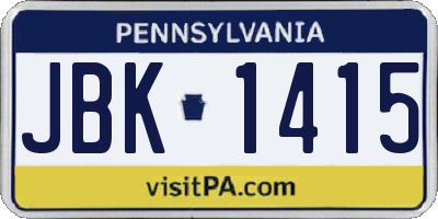 PA license plate JBK1415