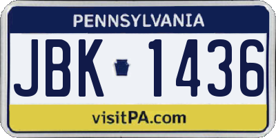 PA license plate JBK1436