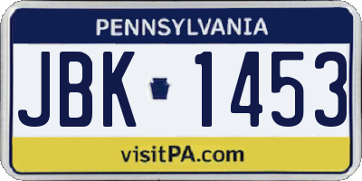 PA license plate JBK1453
