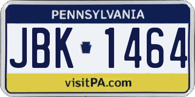 PA license plate JBK1464